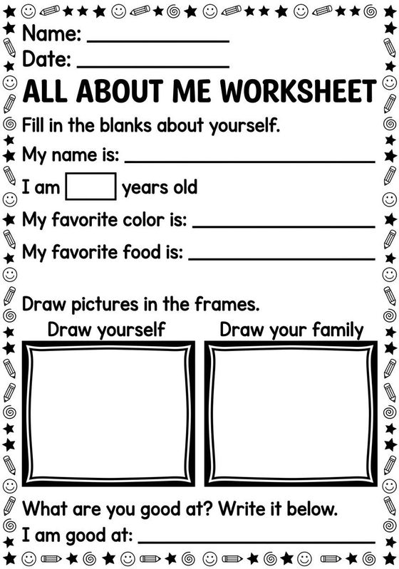 All About Me printable worksheet preview