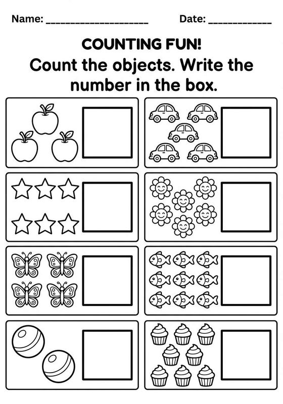 Counting Objects printable worksheet preview