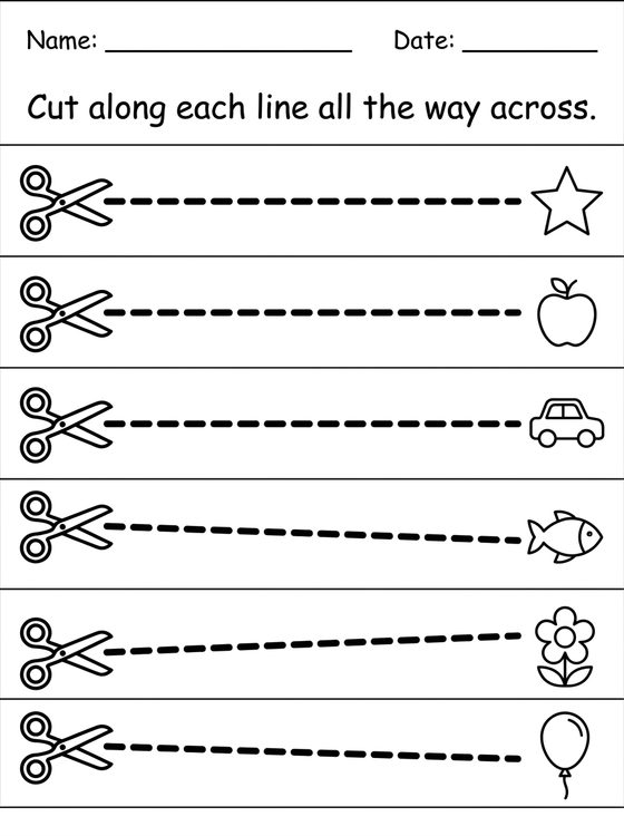 Straight Line Cutting printable worksheet preview