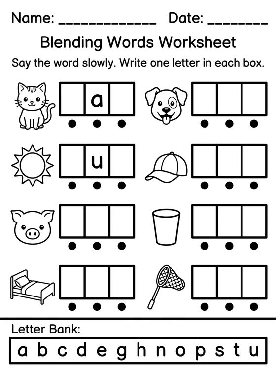 Blending Words printable worksheet preview