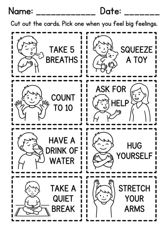 Calming Cards printable worksheet preview