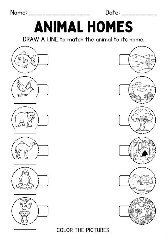 Animal Habitats printable worksheet preview