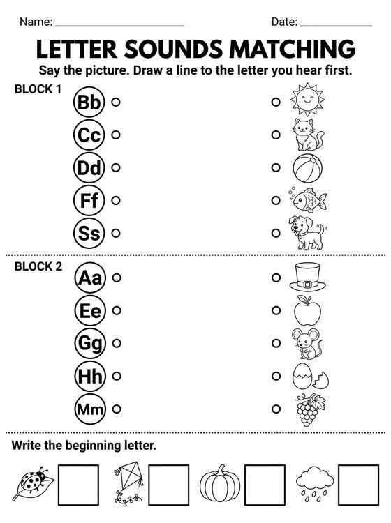 Letter Sounds printable worksheet preview
