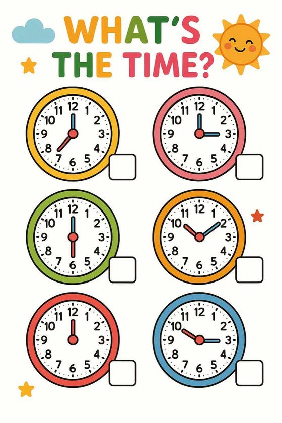 Learning the Clock printable worksheet preview