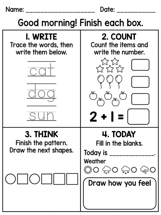 Morning Work printable worksheet preview