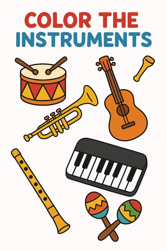 Musical Instruments printable worksheet preview