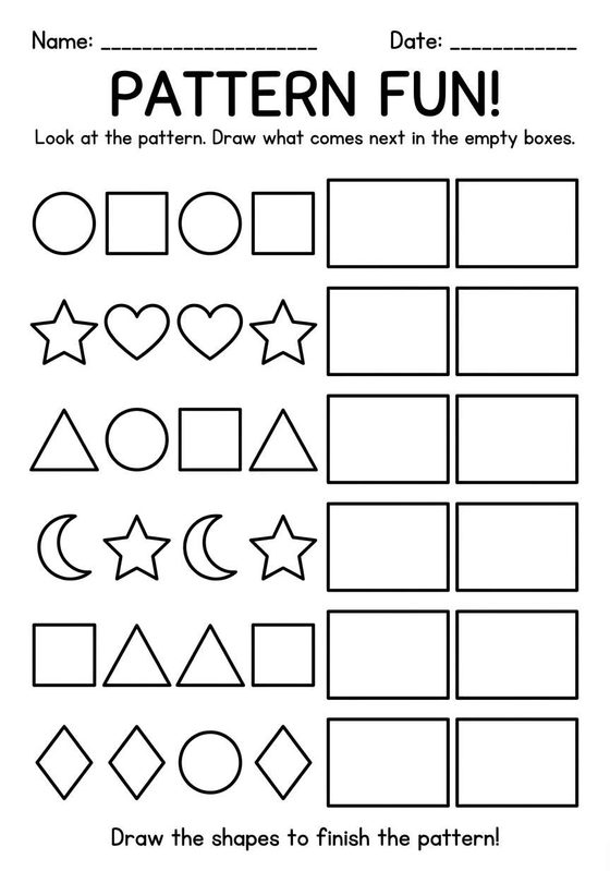 Pattern Completion printable worksheet preview