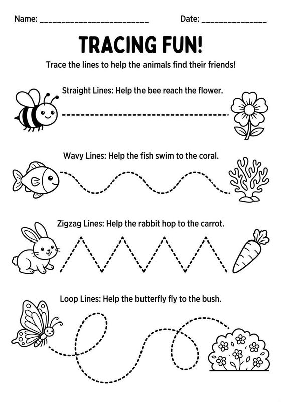 Tracing Lines printable worksheet preview